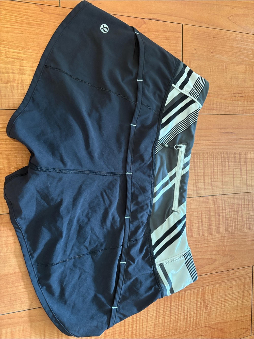 Lululemon Black Athletic Shorts with Striped Waistband